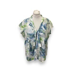 Caribbean Joe Women’s Button Front Floral Print Hawaiian Shirt, size XL